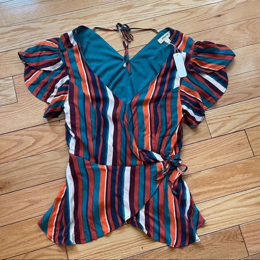 NWT Charming Charlie Colorful Stripe Blouse